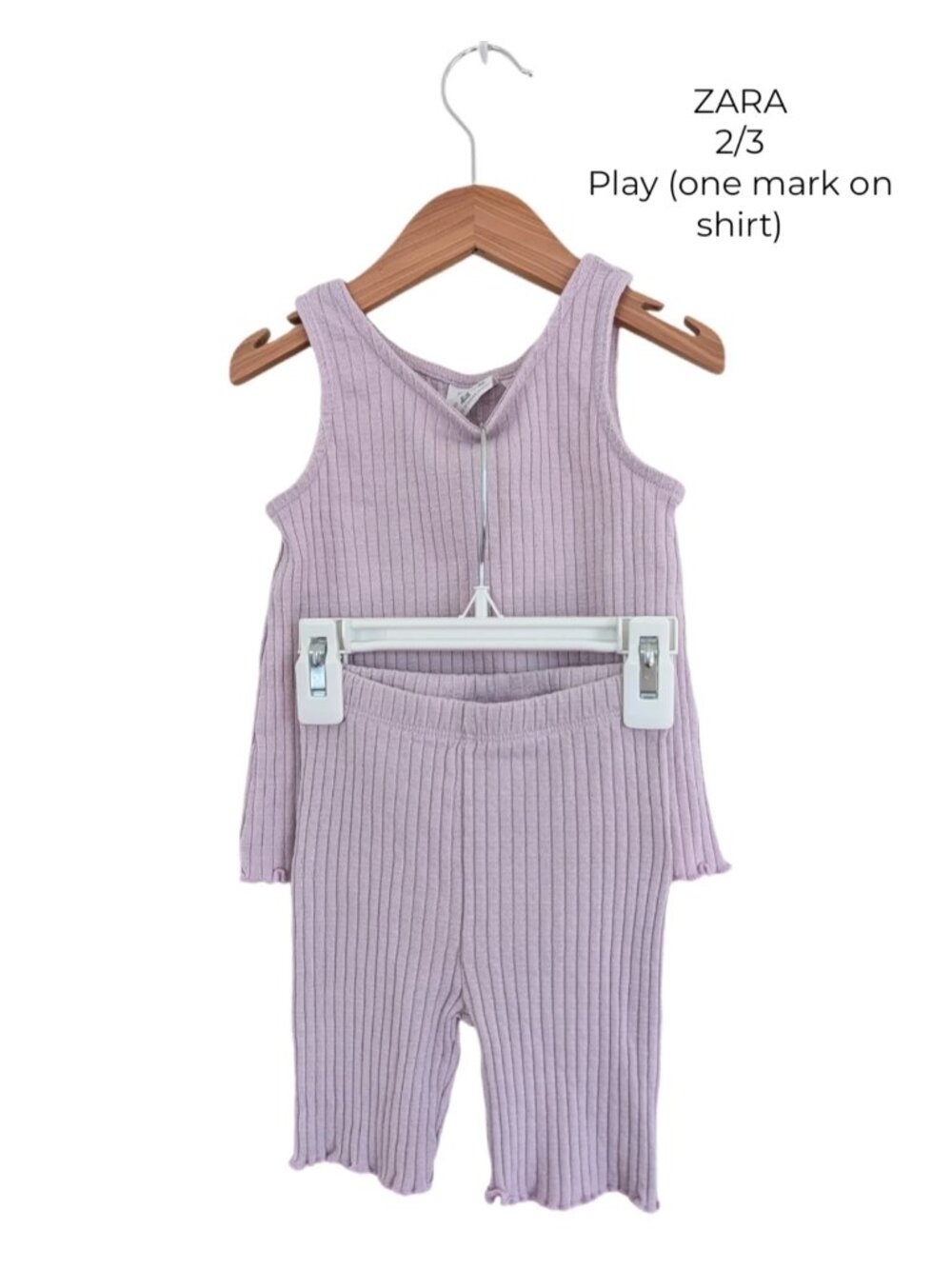 ZARA Purple Lettuce Hem Poinenelle Tank Top & Shorts Set 2T 3T Girls Clothes